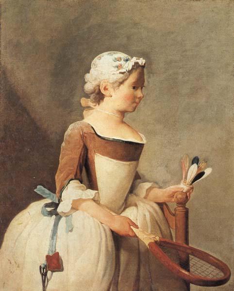 jean-Baptiste-Simeon Chardin Young Girl with a Shuttlecock oil painting picture